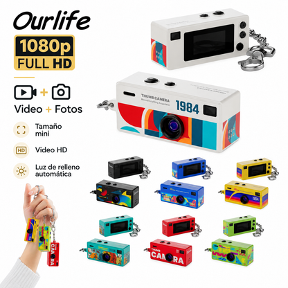 Mini Cámara Digital Ourlife 1080P | Cámara de Llavero Retro